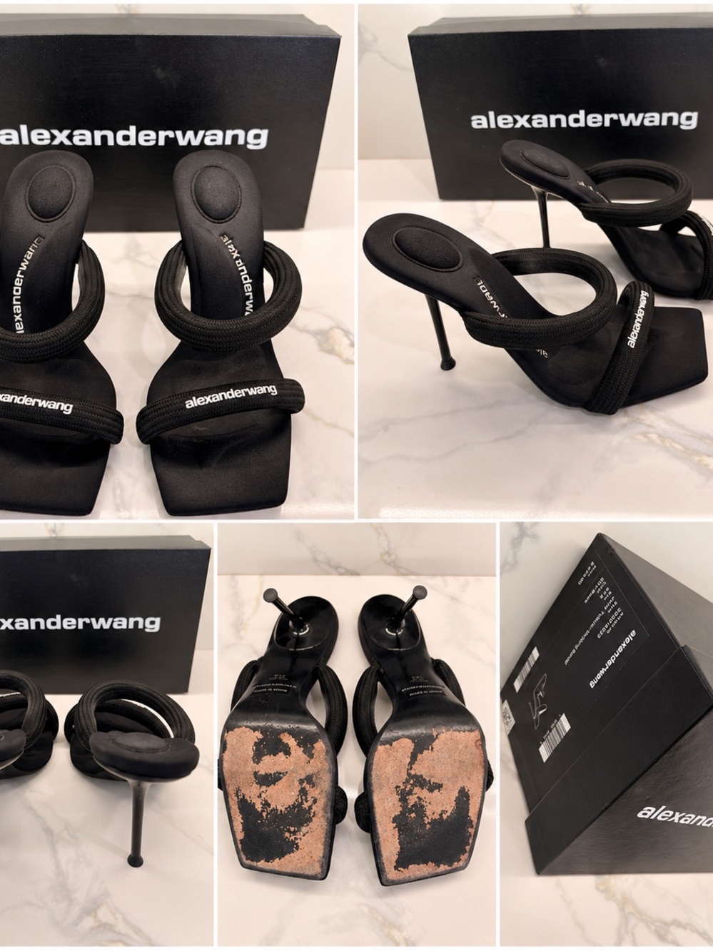 Alexander Wang Black Coil-Strap Stiletto Sandals